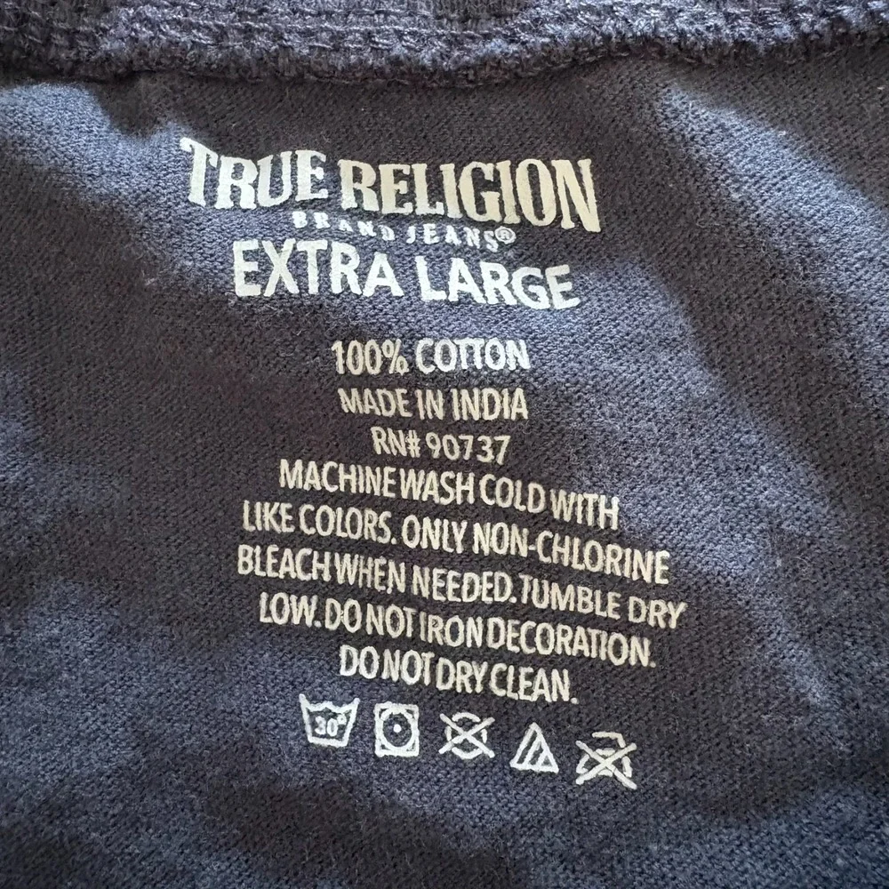 True Religion Mens Navy Blue Short Sleeve Casual Cotton Comfy T-Shirt Size‎ XL